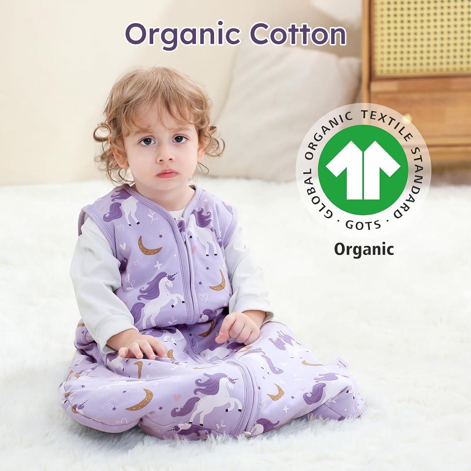 imageYoofoss Baby Sleep Sack 06 Months Baby Wearable Blanket 100 Organic Cotton 2Way Zipper TOG 05 Toddler Sleeping Sack 3 Pack Lightweight Sleep Sacks for Babies25 Togpurple Unicorn