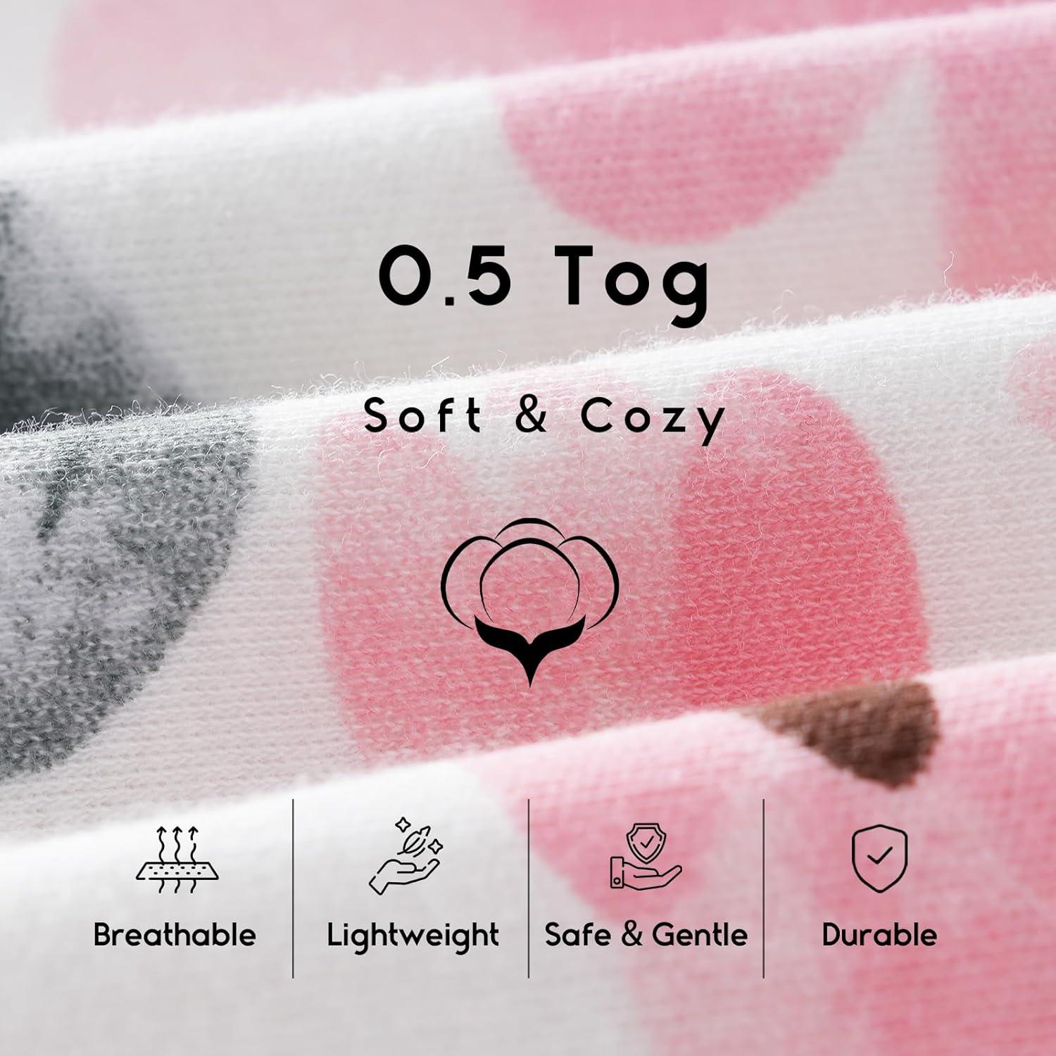 imageYoofoss Baby Sleep Sack 612 Months 05 Tog Wearable Blanket for Baby 3 Pack 100 Organic Cotton Infant Toddler Sleeping Sack 2Way Zipper Lightweight Sleep SackPink Floral