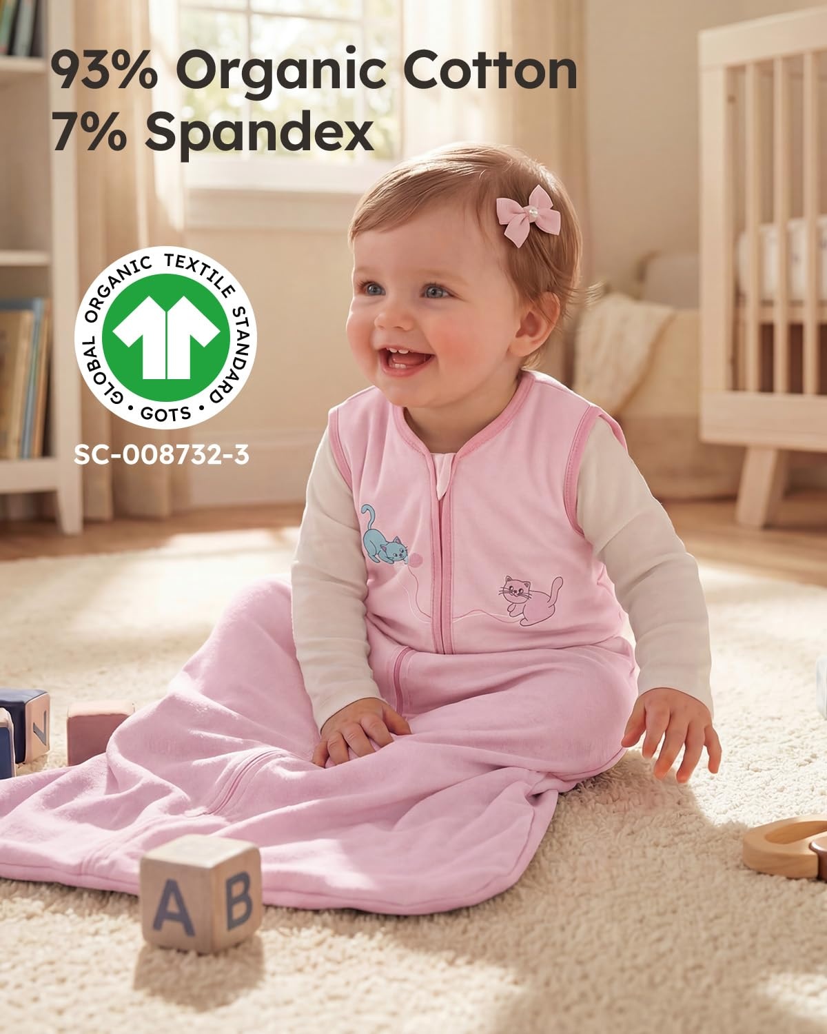 image:imageYoofoss Baby Sleep Sack 612 Month 05TOG 100 Organic Cotton 2Way ZipperGreenroseangel
