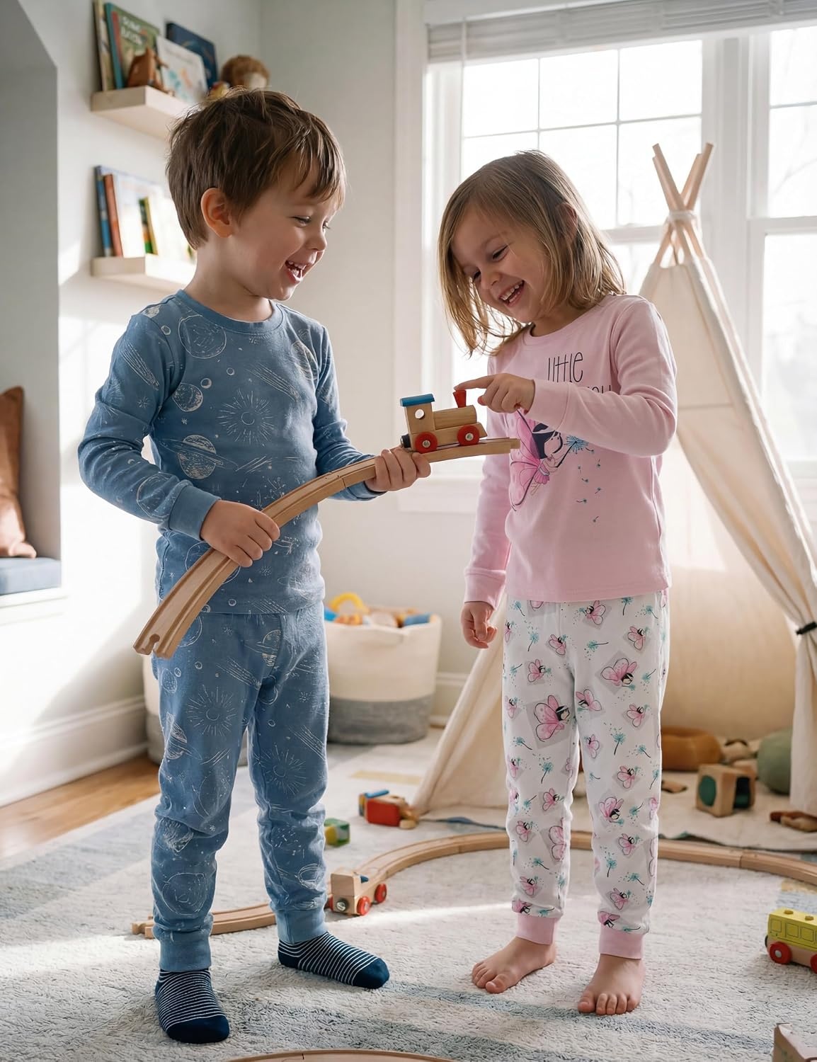 image:imageYoofoss Toddler Pajamas 100 Organic Cotton Pjs Kids Set for Boys GirlsLongblue Planet
