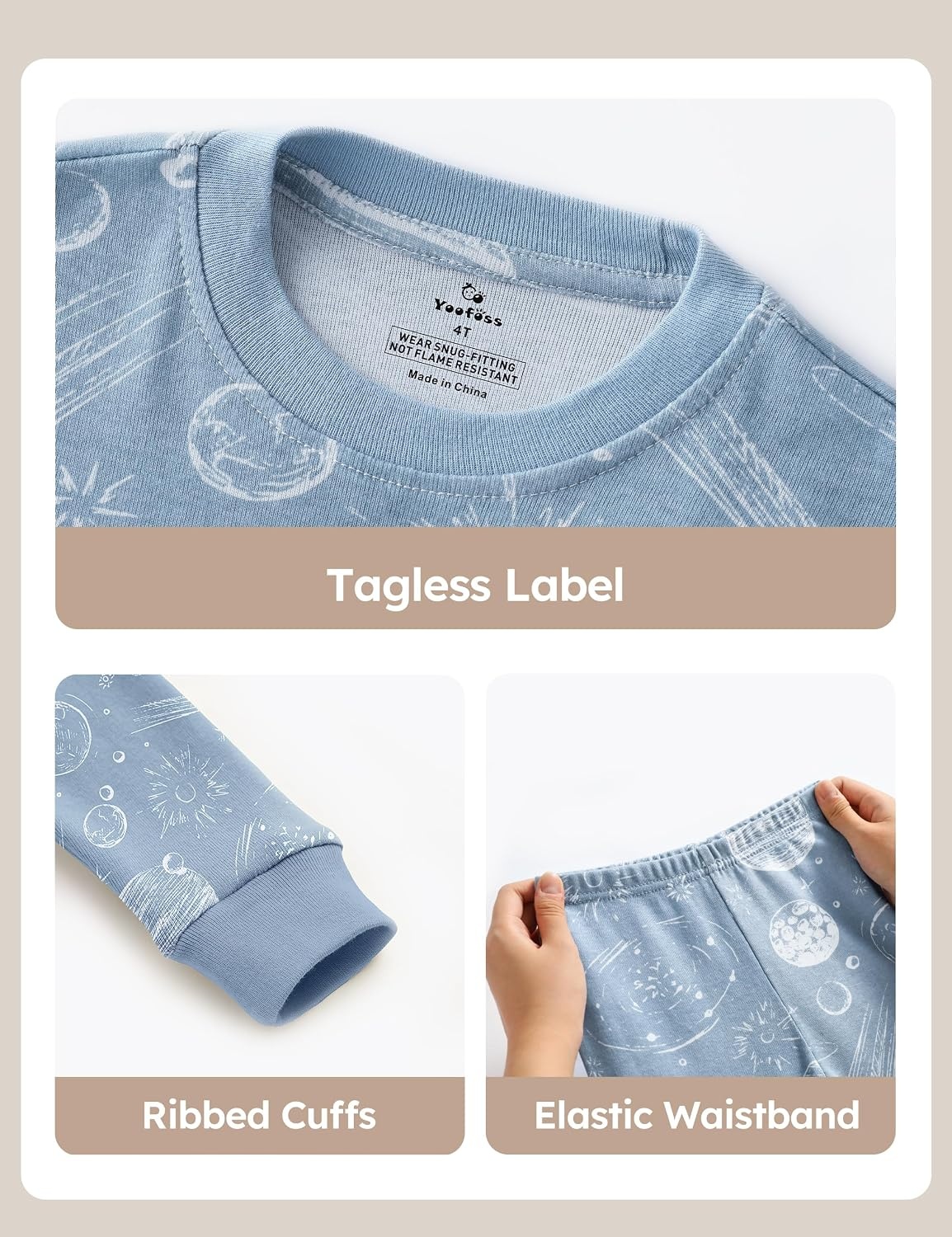 image:imageYoofoss Toddler Pajamas 100 Organic Cotton Pjs Kids Set for Boys GirlsLongblue Planet