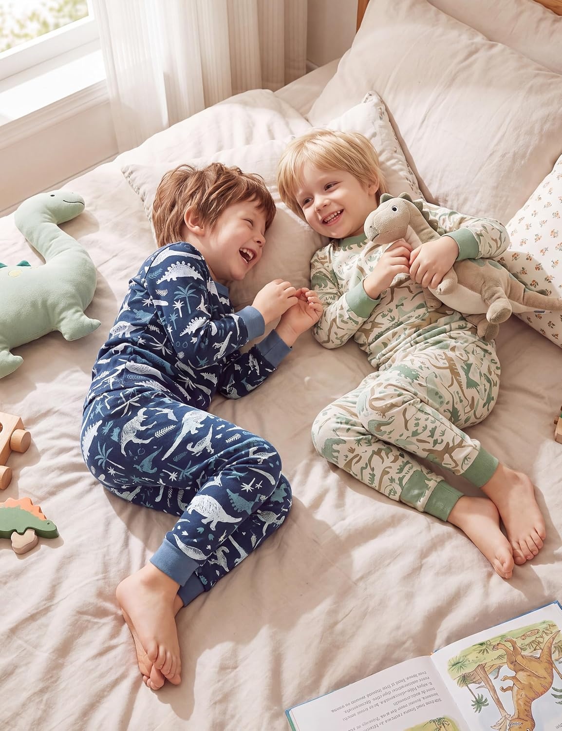 image:imageYoofoss Toddler Pajamas 100 Organic Cotton Pjs Kids Set for Boys GirlsLonggreen Dino