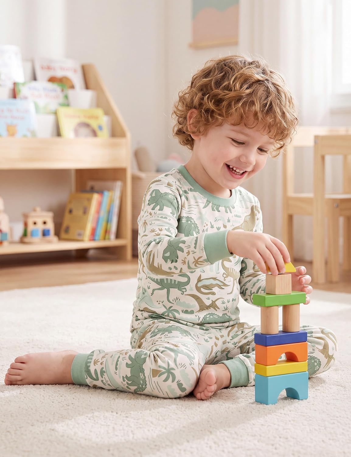 image:imageYoofoss Toddler Pajamas 100 Organic Cotton Pjs Kids Set for Boys GirlsLonggreen Dino