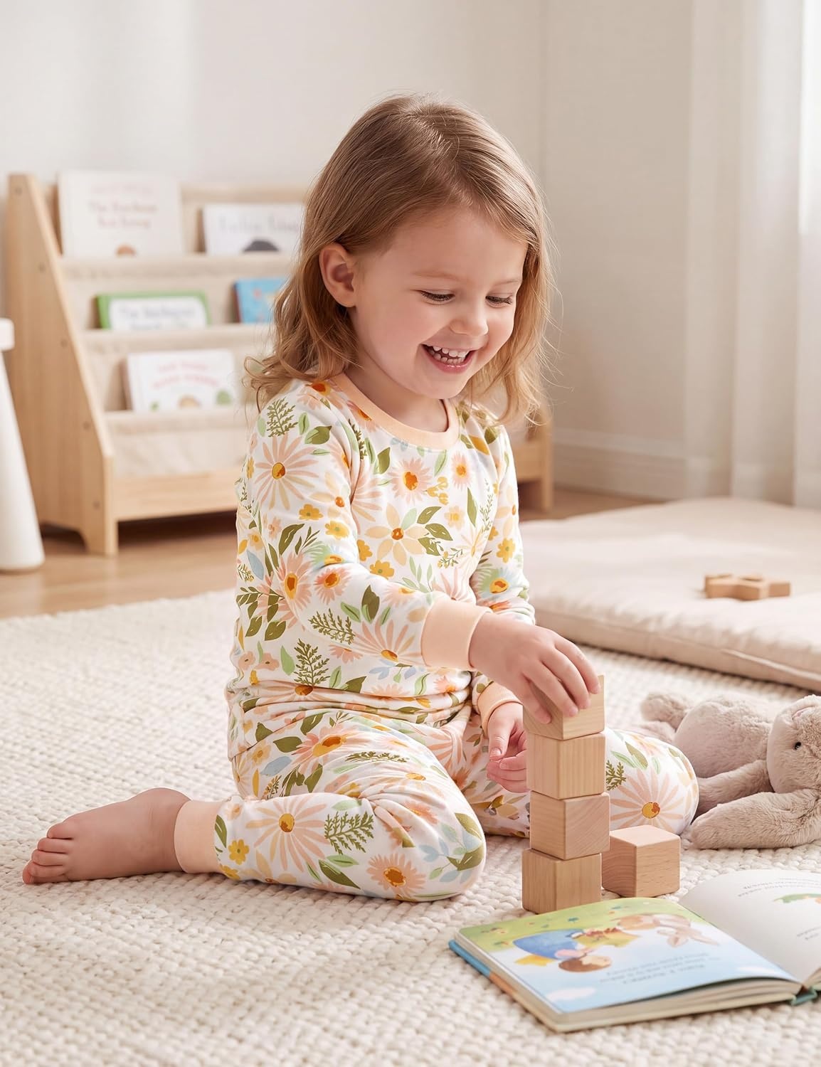 image:imageYoofoss Toddler Pajamas 100 Organic Cotton Pjs Kids Set for Boys GirlsLongorange Sunflower