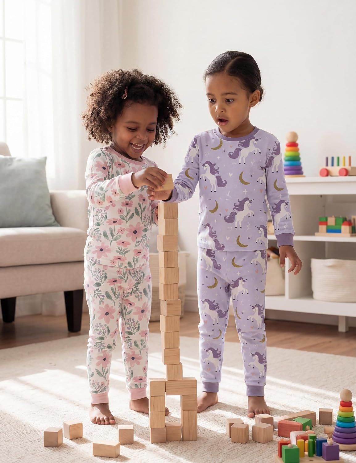 image:imageYoofoss Toddler Pajamas 100 Organic Cotton Pjs Kids Set for Boys GirlsLongpink Flower