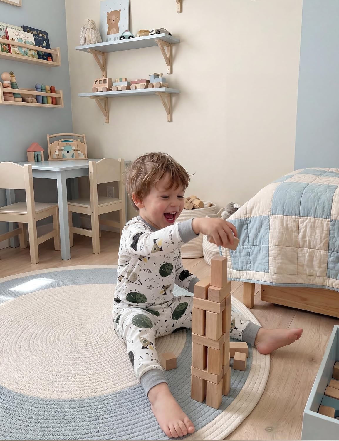 image:imageYoofoss Toddler Pajamas 100 Organic Cotton Pjs Kids Set for Boys GirlsLongwhitegreen Planet