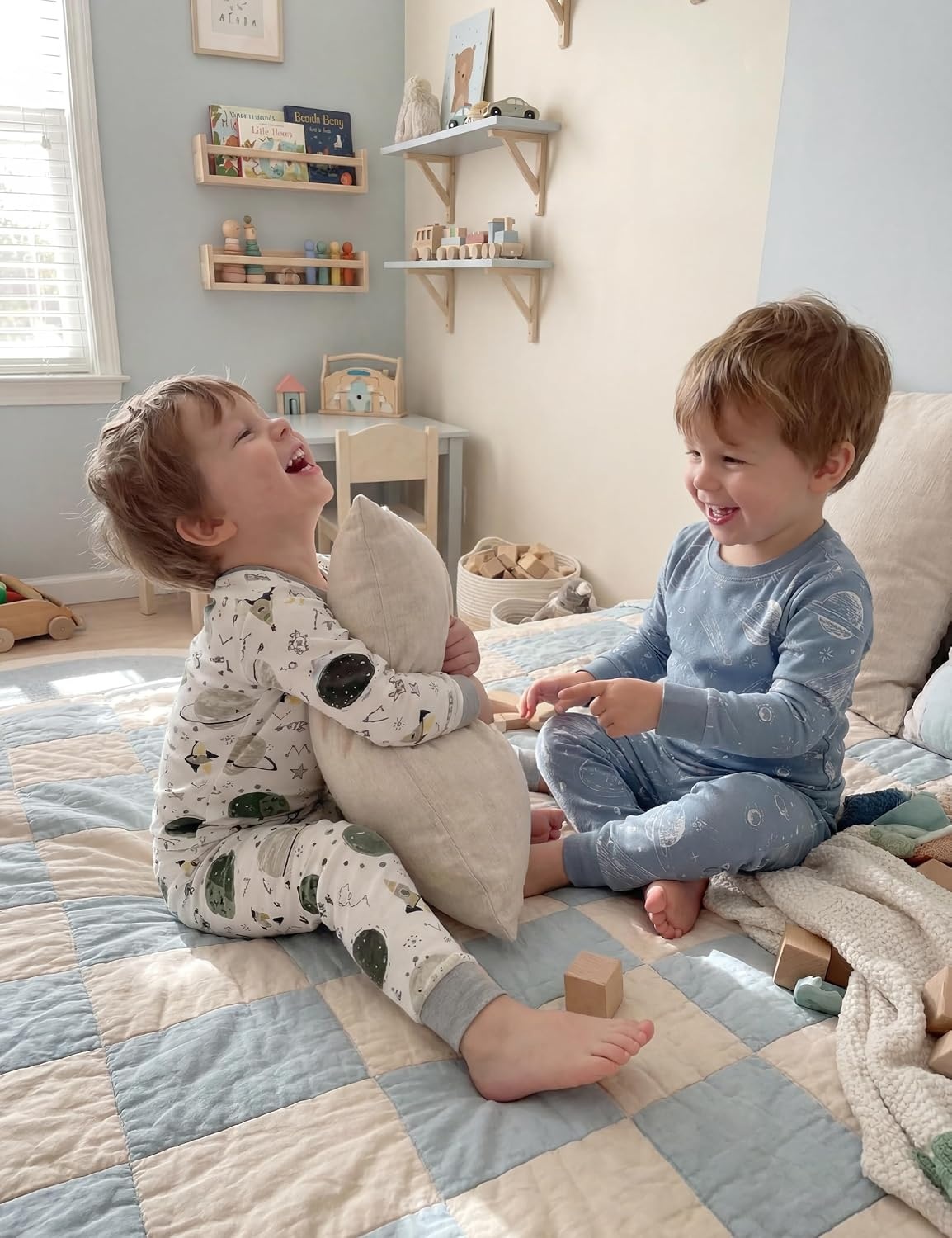 image:imageYoofoss Toddler Pajamas 100 Organic Cotton Pjs Kids Set for Boys GirlsLongwhitegreen Planet