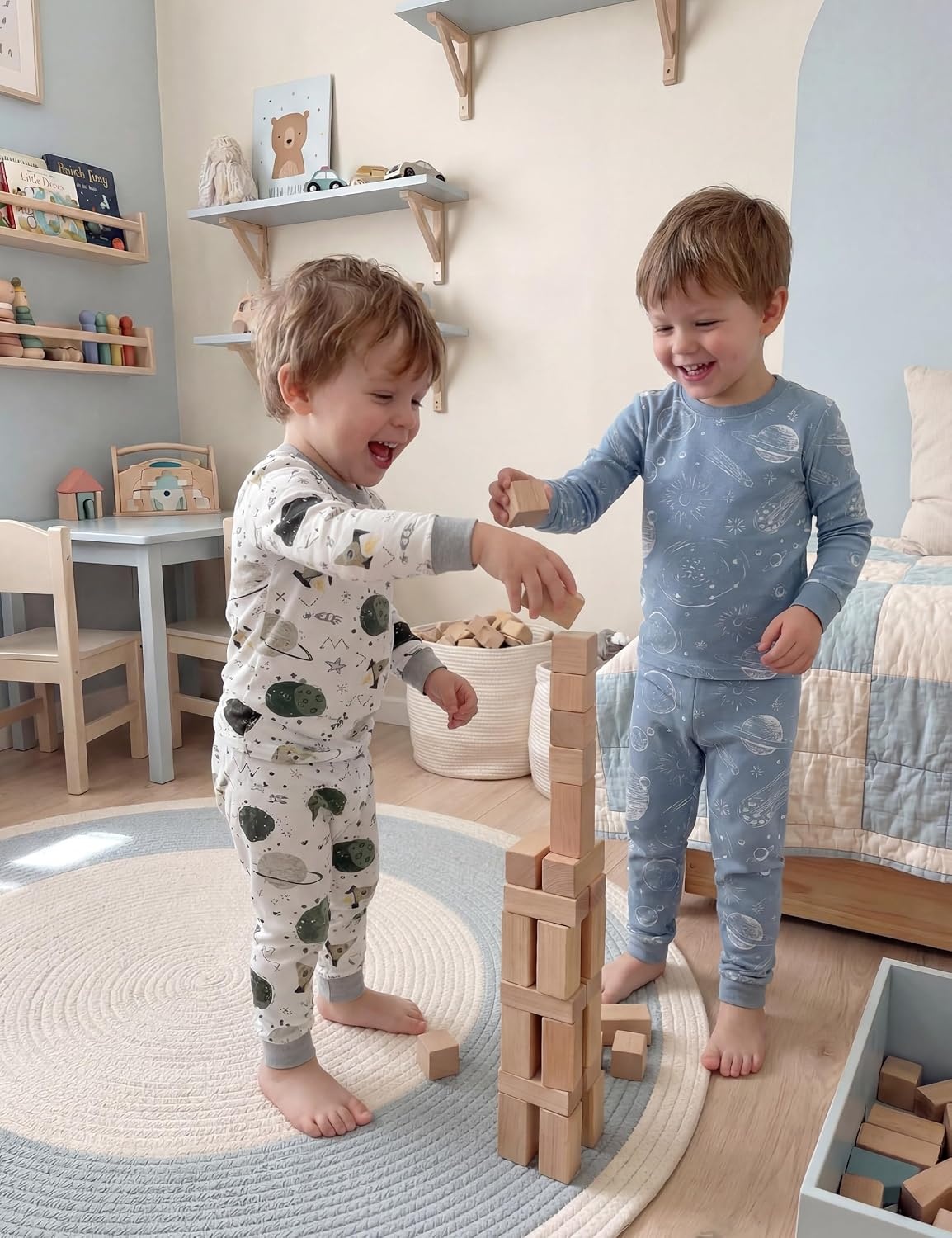image:imageYoofoss Toddler Pajamas 100 Organic Cotton Pjs Kids Set for Boys GirlsLongwhitegreen Planet