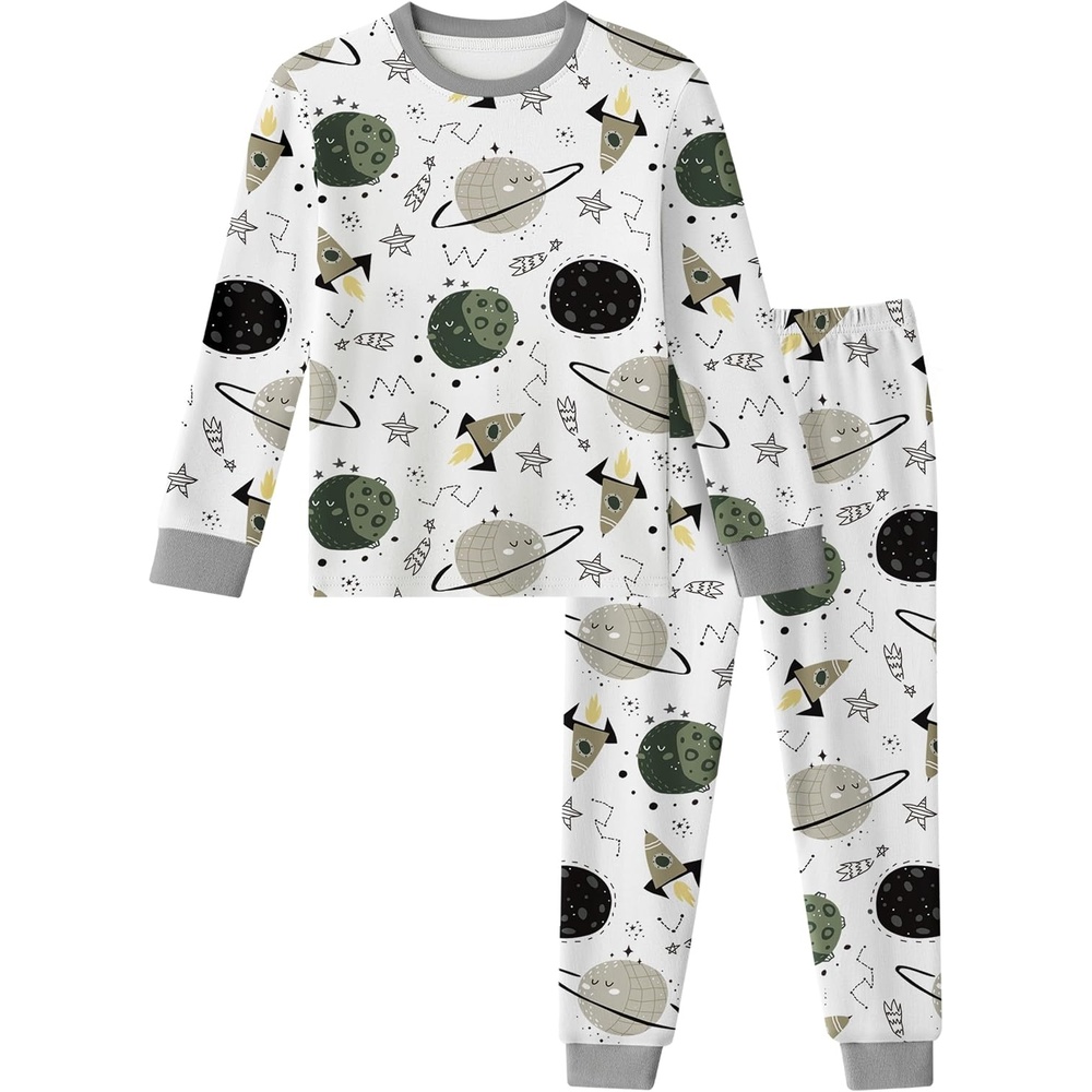 image:imageYoofoss Toddler Pajamas 100 Organic Cotton Pjs Kids Set for Boys GirlsLongwhitegreen Planet