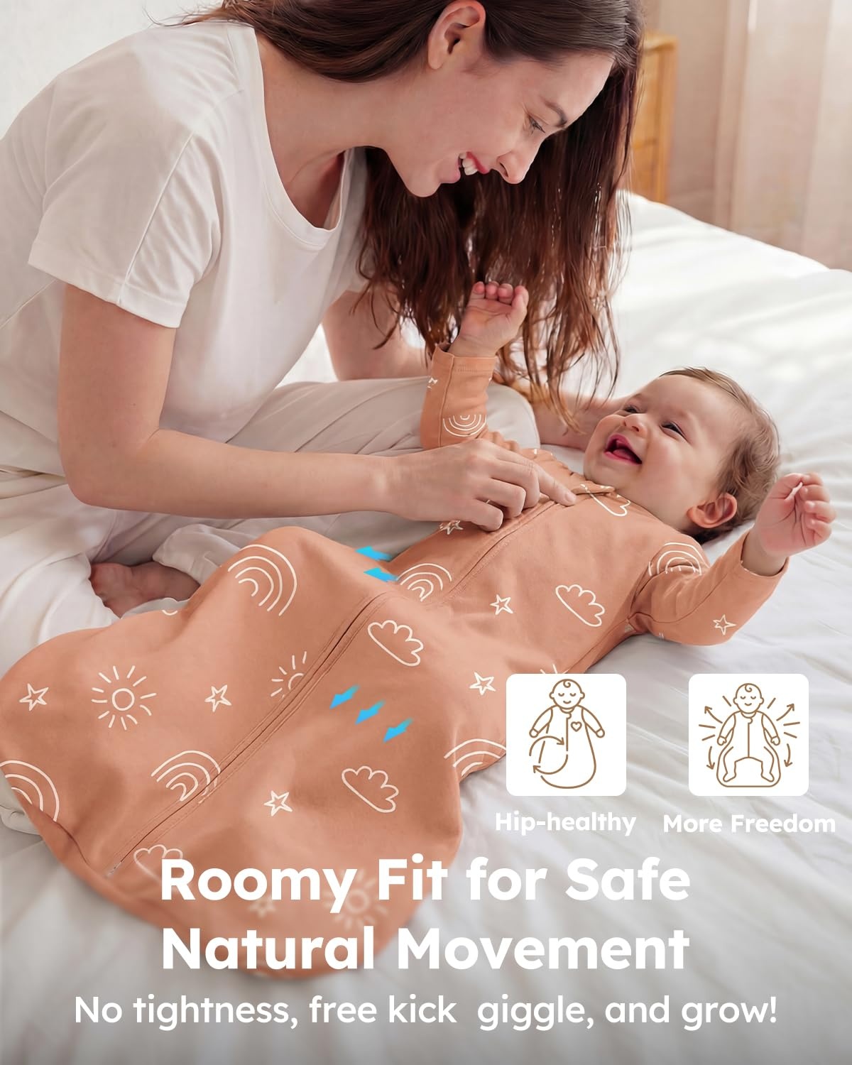image:imageYoofoss Baby Sleep Sack 03 Months 100 Cotton Long Sleeve 2 Pack 05 Tog05 Togbrown