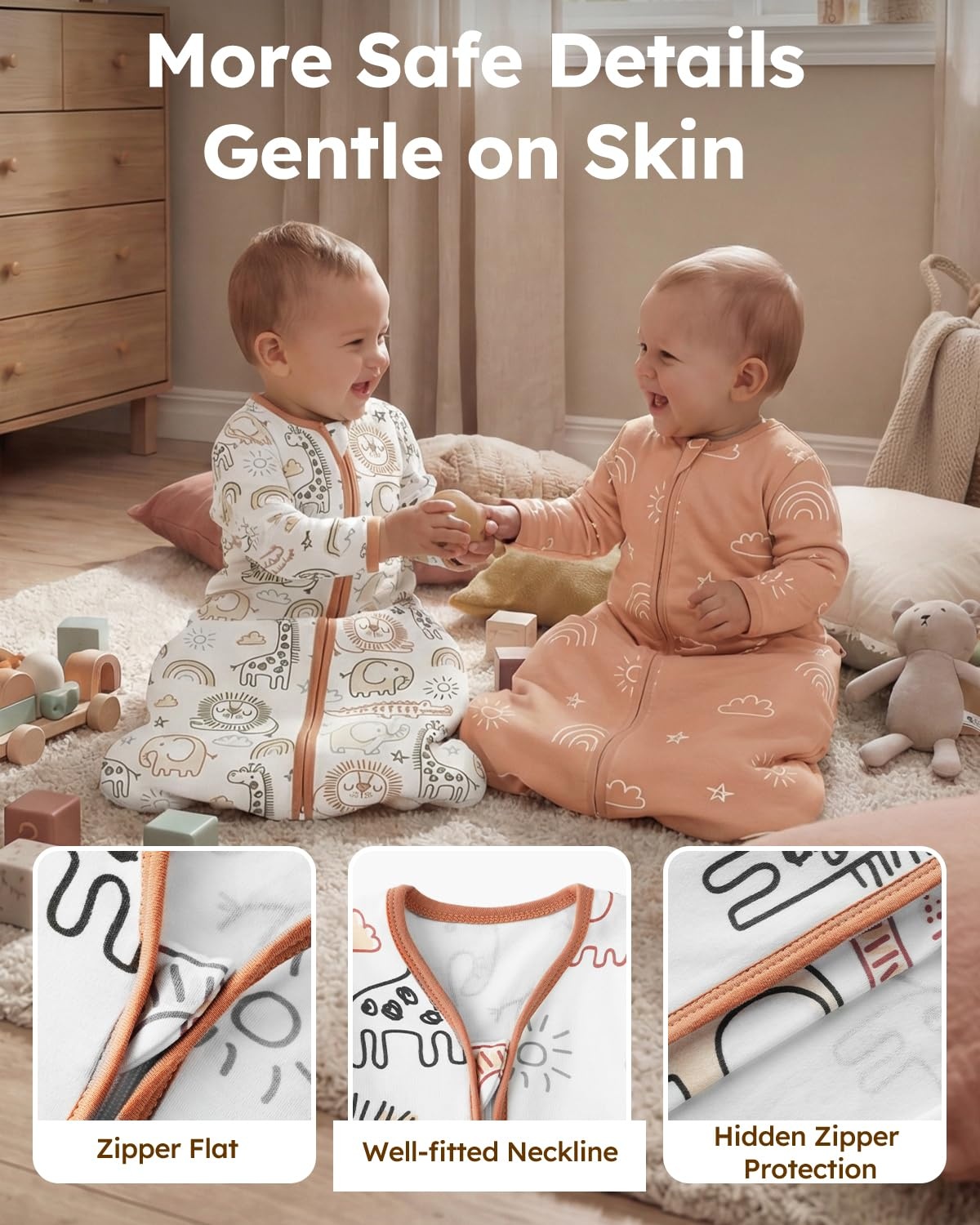 image:imageYoofoss Baby Sleep Sack 03 Months 100 Cotton Long Sleeve 2 Pack 05 Tog05 Togbrown