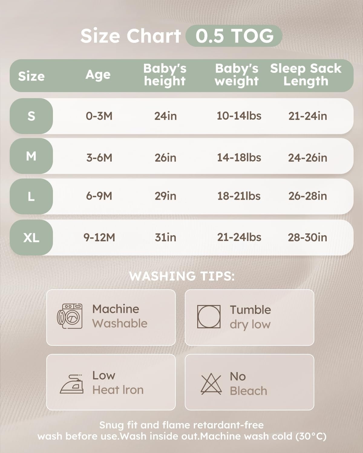 image:imageYoofoss Baby Sleep Sack 03 Months 100 Cotton Long Sleeve 2 Pack 05 Tog05 Togbrown