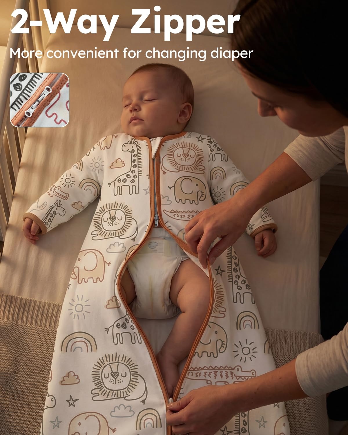 image:imageYoofoss Baby Sleep Sack 03 Months 100 Cotton Long Sleeve 2 Pack 05 Tog05 Togbrown