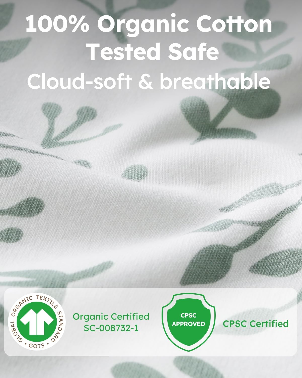 image:imageYoofoss Baby Sleep Sack 03 Months 100 Cotton Long Sleeve 2 Pack 05 Tog05 Togleafgreen