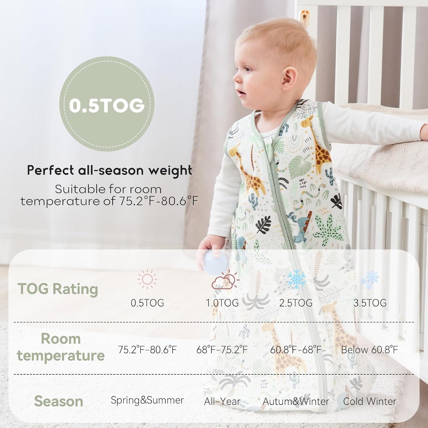 image:imageYoofoss Baby Sleep Sack 612 Months 3 Pack Banana green amp 1 Pack Giraffe 100 Cotton TOG 05