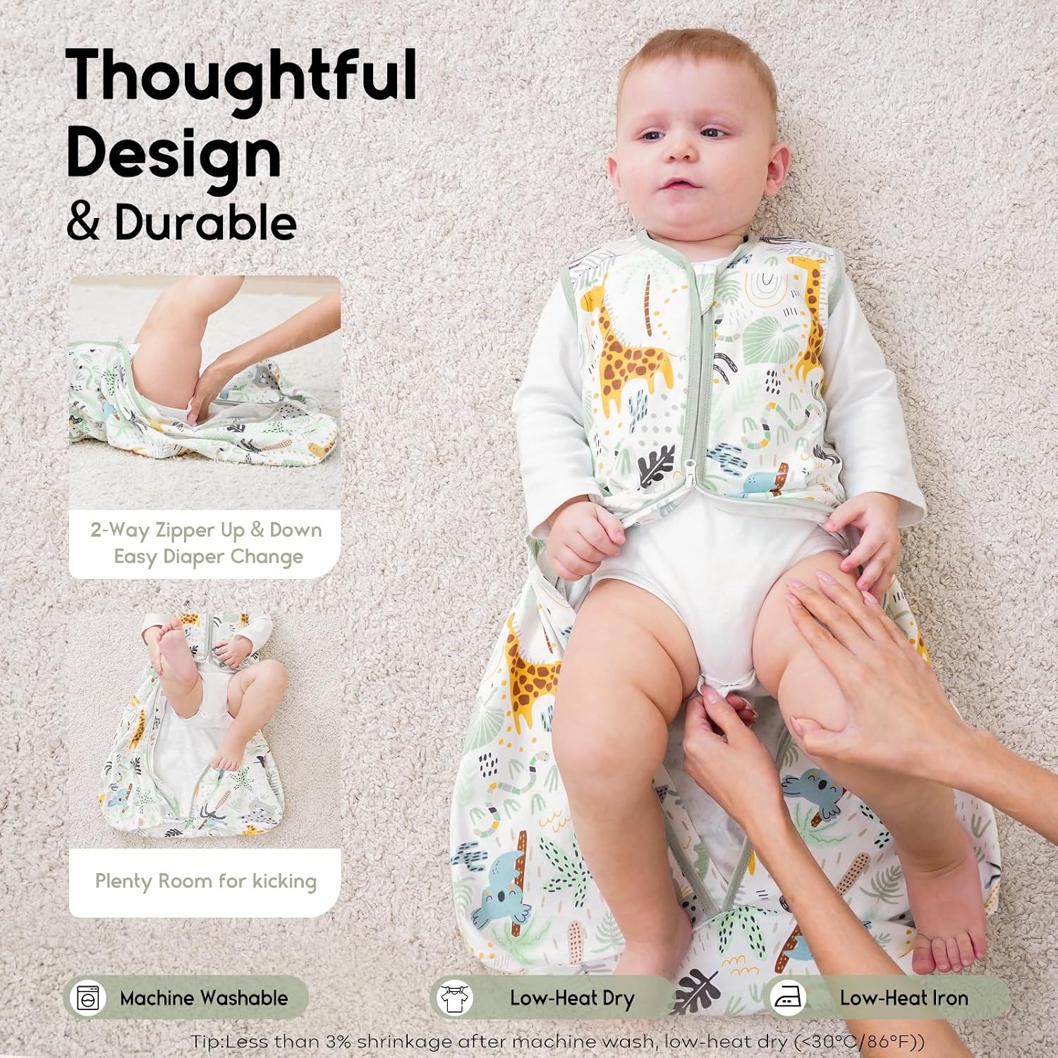 image:imageYoofoss Baby Sleep Sack 612 Months 3 Pack Banana green amp 1 Pack Giraffe 100 Cotton TOG 05