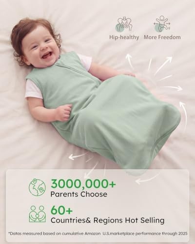 image:imageYoofoss Sleep Sack 1218 Months 05 TOG 100 Organic Cotton 2Way ZipperBanana Leaf Green