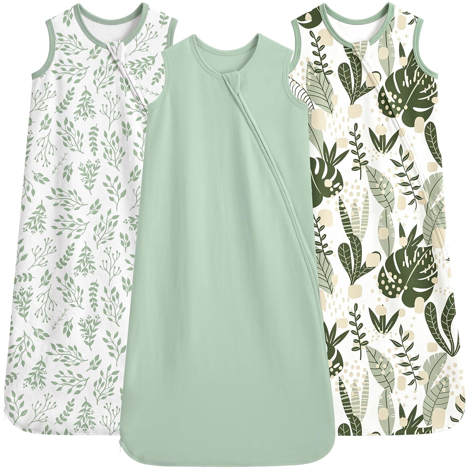 image:imageYoofoss Sleep Sack 1218 Months 05 TOG 100 Organic Cotton 2Way ZipperBanana Leaf Green
