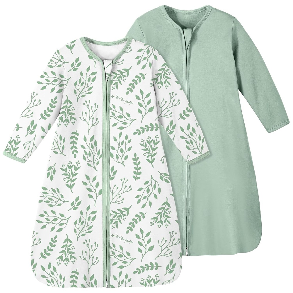 image:imageYoofoss Baby Sleep Sack 03 Months 100 Cotton Long Sleeve 2 Pack 05 Tog05 Togleafgreen