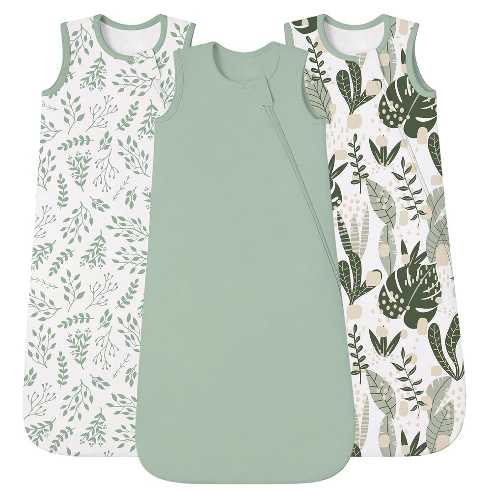 image:imageYoofoss Sleep Sack 1218 Months 05 TOG 100 Organic Cotton 2Way ZipperBanana  Leaf  Green