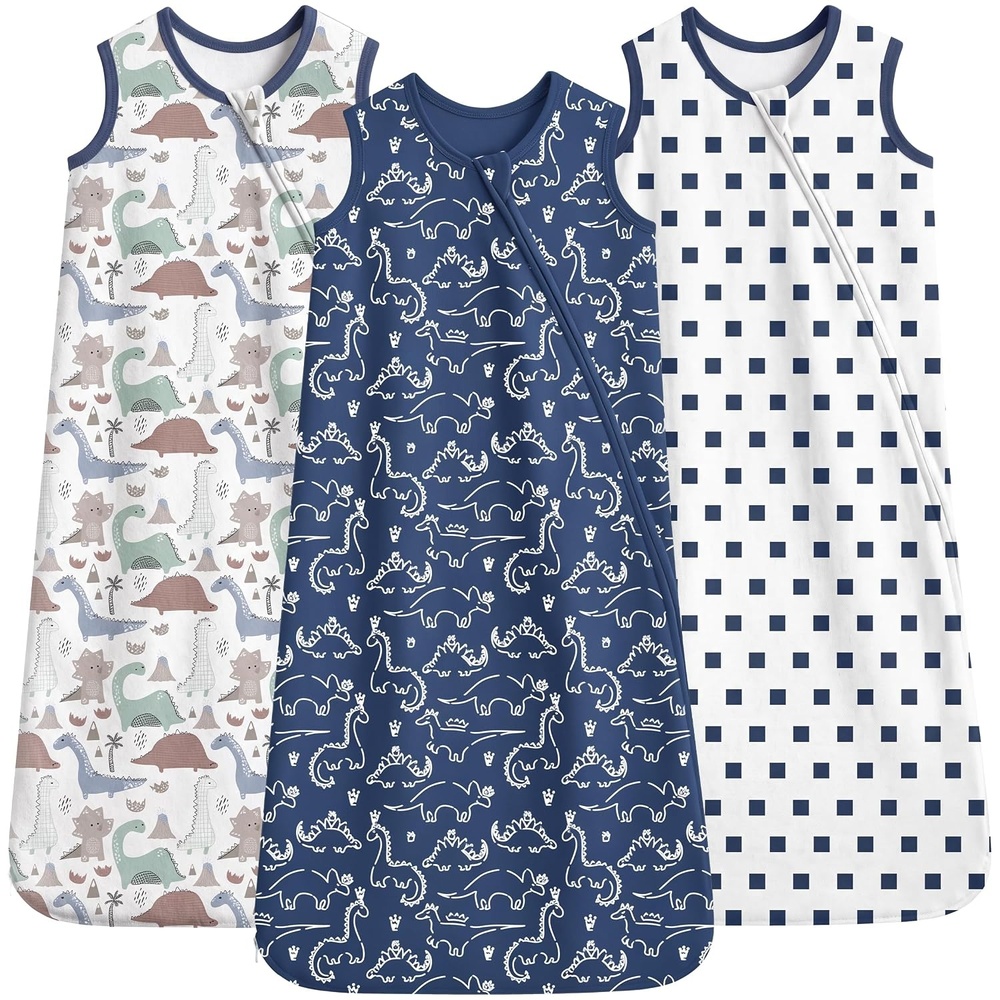 image:imageYoofoss Sleep Sack 1218 Months 05 TOG 100 Organic Cotton 2Way ZipperDark Blue Dinosaur