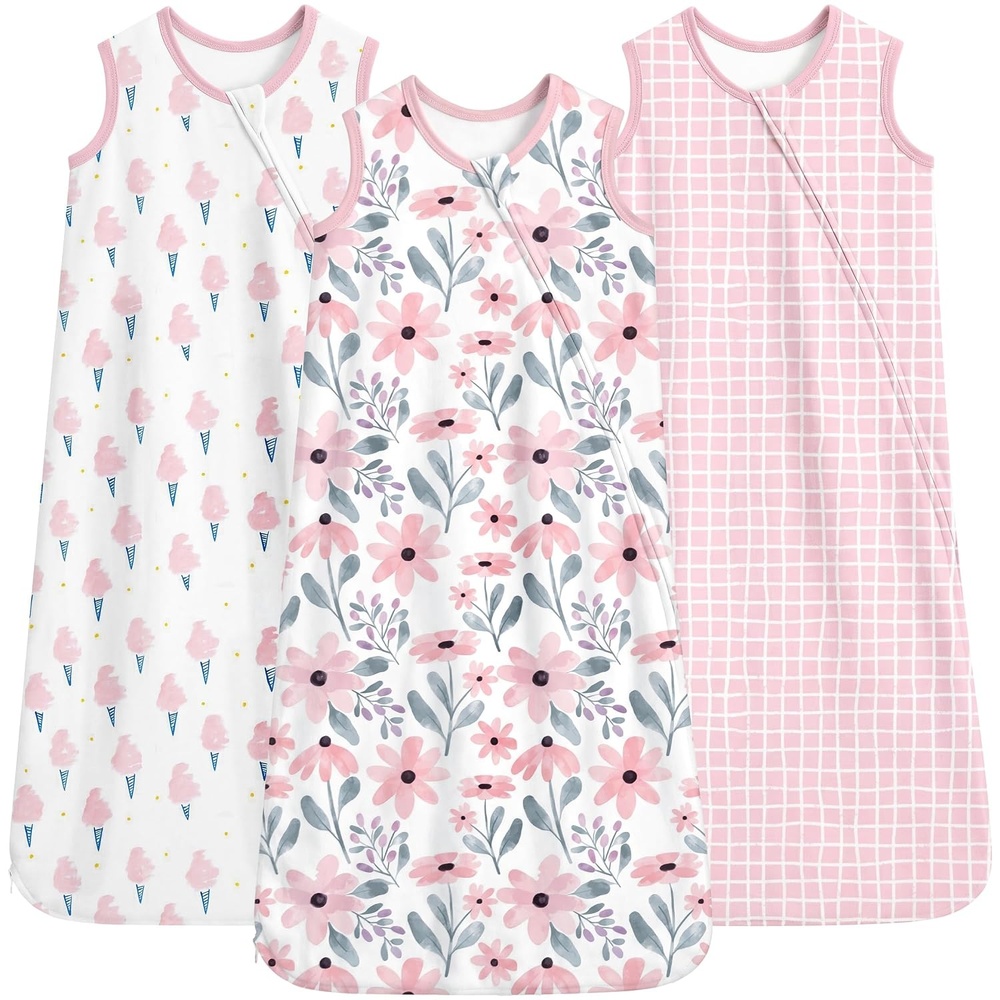 image:imageYoofoss Sleep Sack 1218 Months 05 TOG 100 Organic Cotton 2Way ZipperPink Flowers