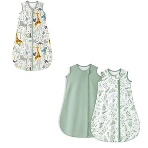 Yoofoss 100% Cotton Baby Sleep Sack 18-24 Months 1 Pack Giraffe (0.5 tog) & 2 Pack leaf green（1.0 tog