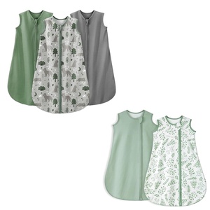 Yoofoss 100% Cotton Baby Sleep Sack 6-12 Months 3 Pack Green fox (0.5 tog) & 2 Pack leaf green（1.0 tog）