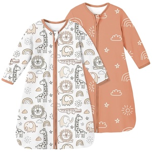 Yoofoss Baby Sleep Sack 0-3 Months 100% Cotton Long Sleeve 2 Pack 0.5 Tog(0.5 Tog-brown)