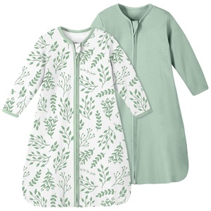 Yoofoss Baby Sleep Sack 0-3 Months 100% Cotton Long Sleeve 2 Pack 0.5 Tog(0.5 Tog-leaf&green)