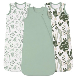 Yoofoss Sleep Sack 12-18 Months 0.5 TOG 100% Organic Cotton 2-Way Zipper(Banana & Leaf & Green)
