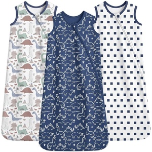 Yoofoss Sleep Sack 12-18 Months 0.5 TOG 100% Organic Cotton 2-Way Zipper(Dark Blue Dinosaur)