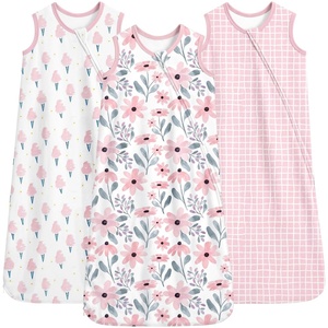 Yoofoss Sleep Sack 12-18 Months 0.5 TOG 100% Organic Cotton 2-Way Zipper(Pink Flowers)