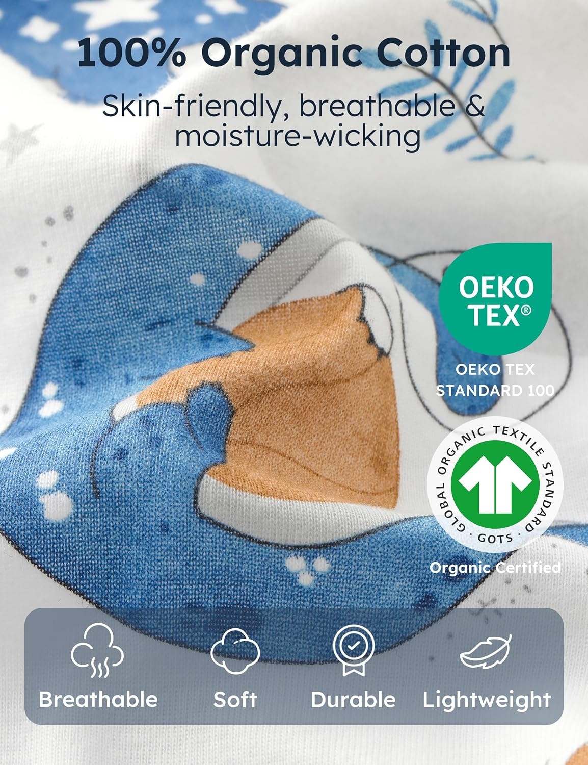image:imageYoofoss Toddler Pajamas 100 Organic Cotton Baby Sleepers for Boy GirlBlue Universe