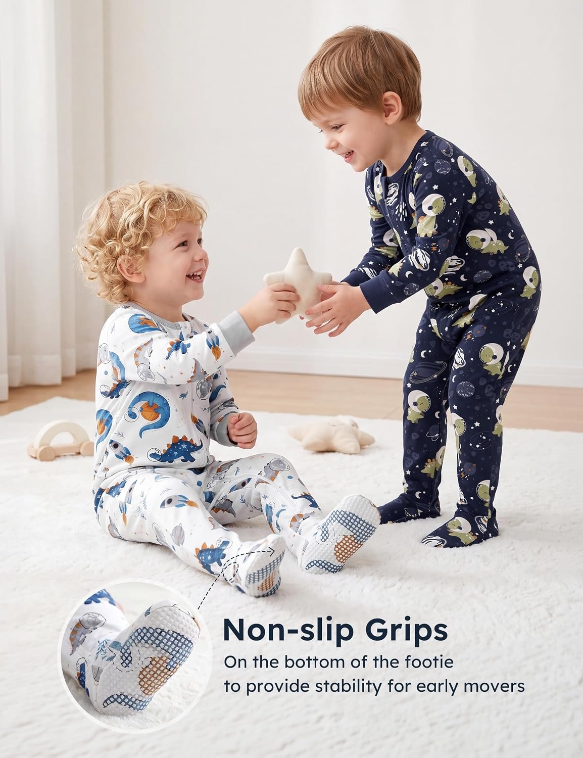 image:imageYoofoss Toddler Pajamas 100 Organic Cotton Baby Sleepers for Boy GirlBlue Universe