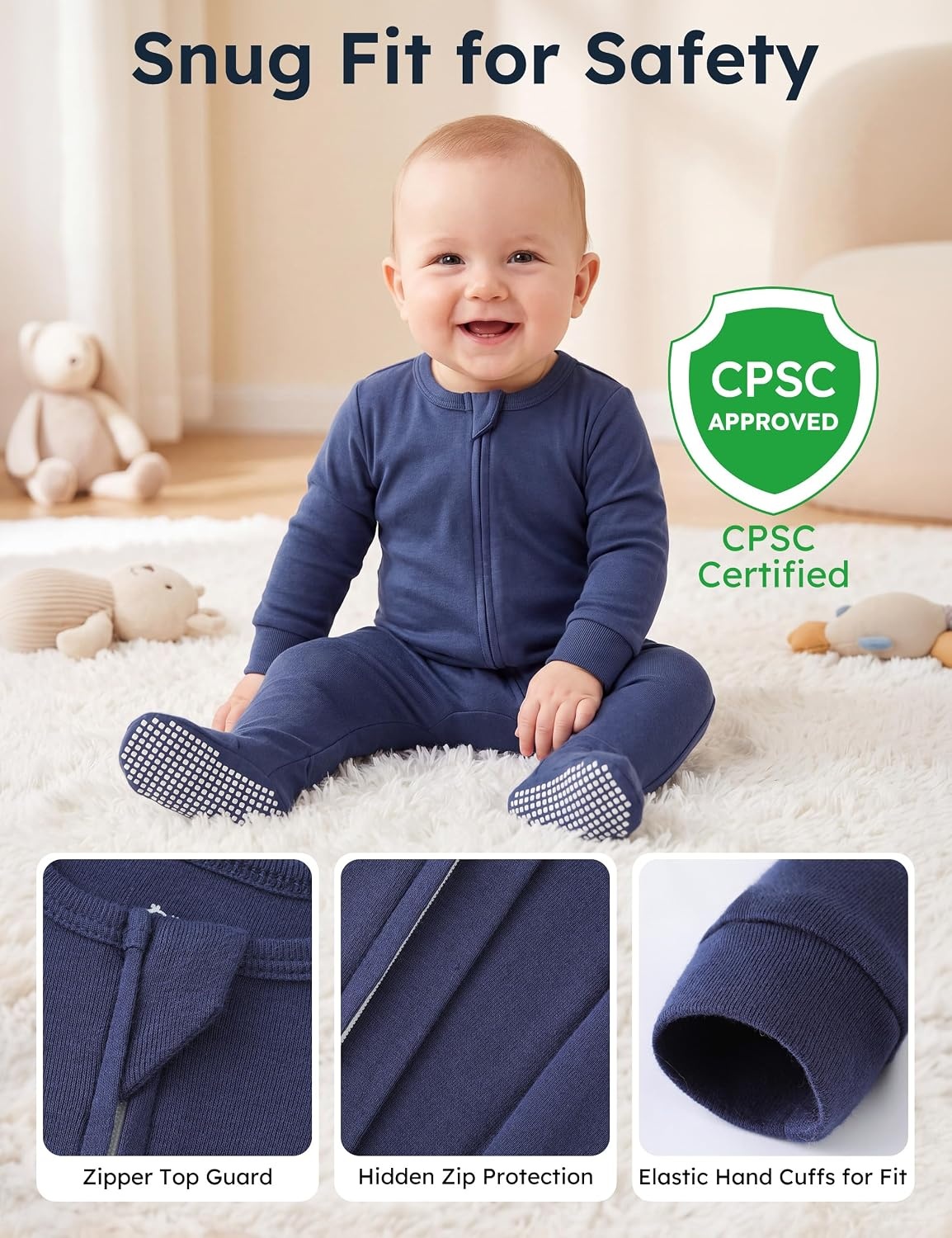 image:imageYoofoss Toddler Pajamas 100 Organic Cotton Baby Sleepers for Boy GirlBlue Universe