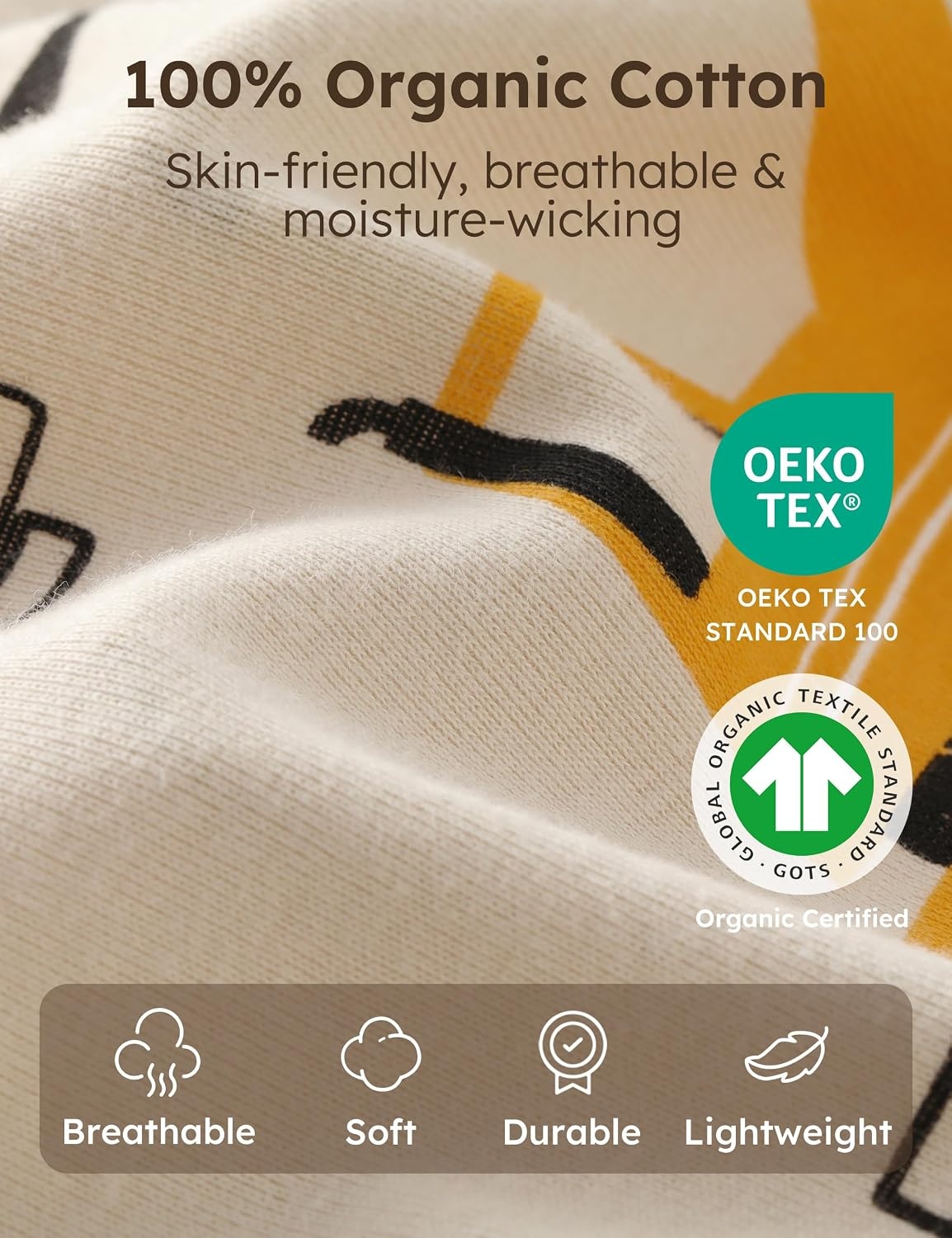 image:imageYoofoss Toddler Pajamas 100 Organic Cotton Baby Sleepers for Boy GirlBrown Excavator