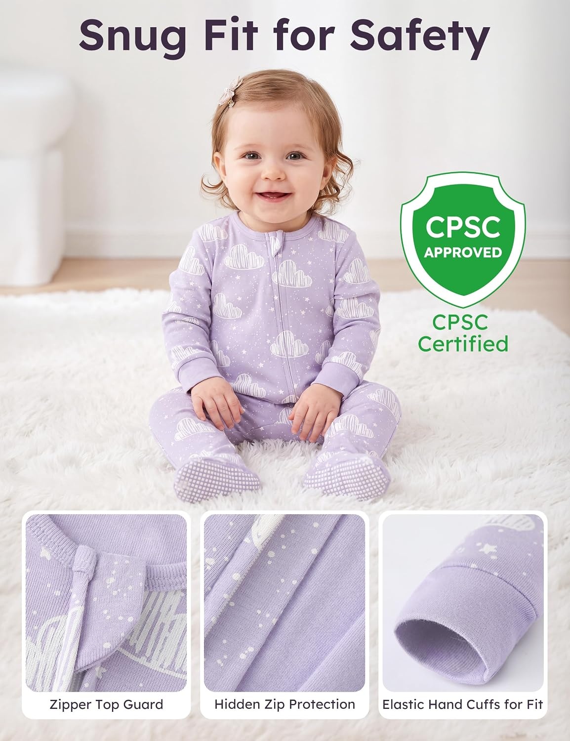 image:imageYoofoss Toddler Pajamas 100 Organic Cotton Baby Sleepers for Boy GirlPurple Unicorn