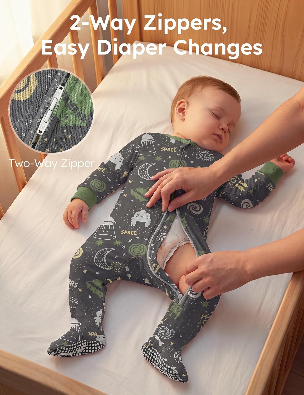 image:imageYoofoss Toddler Pajamas 100 Organic Cotton Baby Sleepers for Boy GirlWhite Green Planet