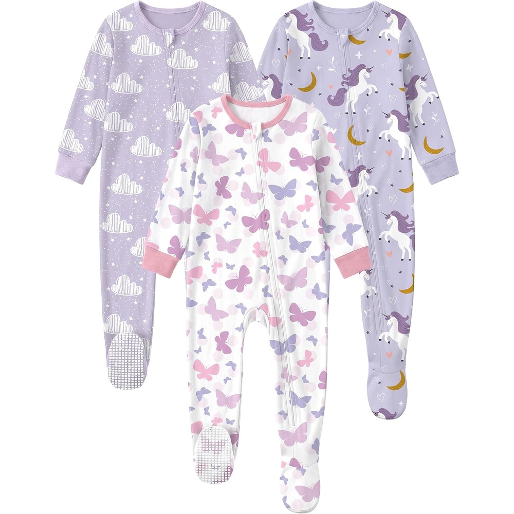 image:imageYoofoss Toddler Pajamas 100 Organic Cotton Baby Sleepers for Boy GirlPurple Unicorn