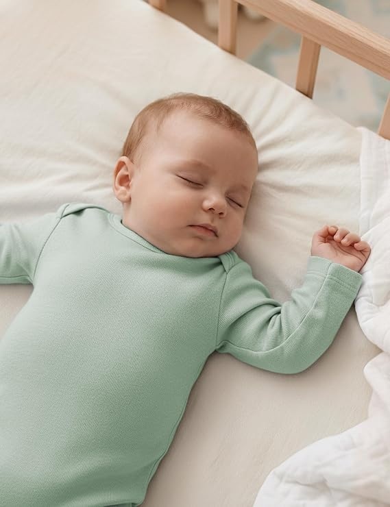 image:imageYoofoss Baby Bodysuits 100 Organic Cotton Long Sleeve for Boy Girl 3 PackGreen Leaves