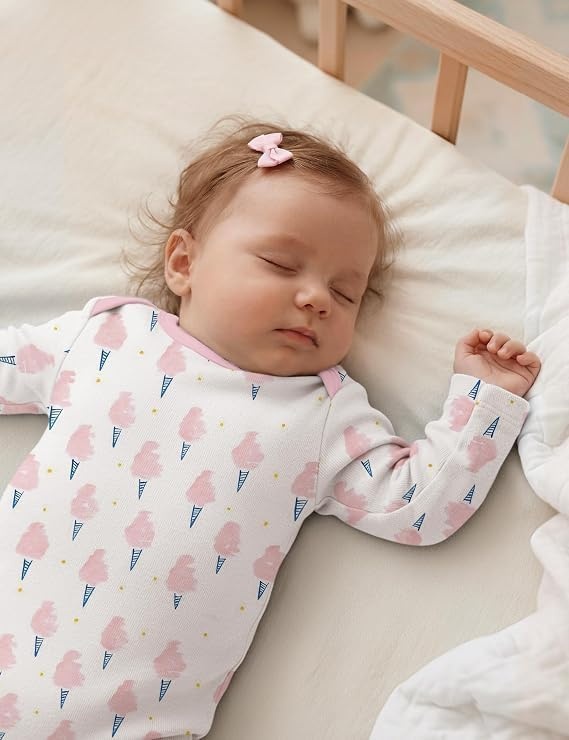 image:imageYoofoss Baby Bodysuits 100 Organic Cotton Long Sleeve for Boy Girl 3 PackPink Flower