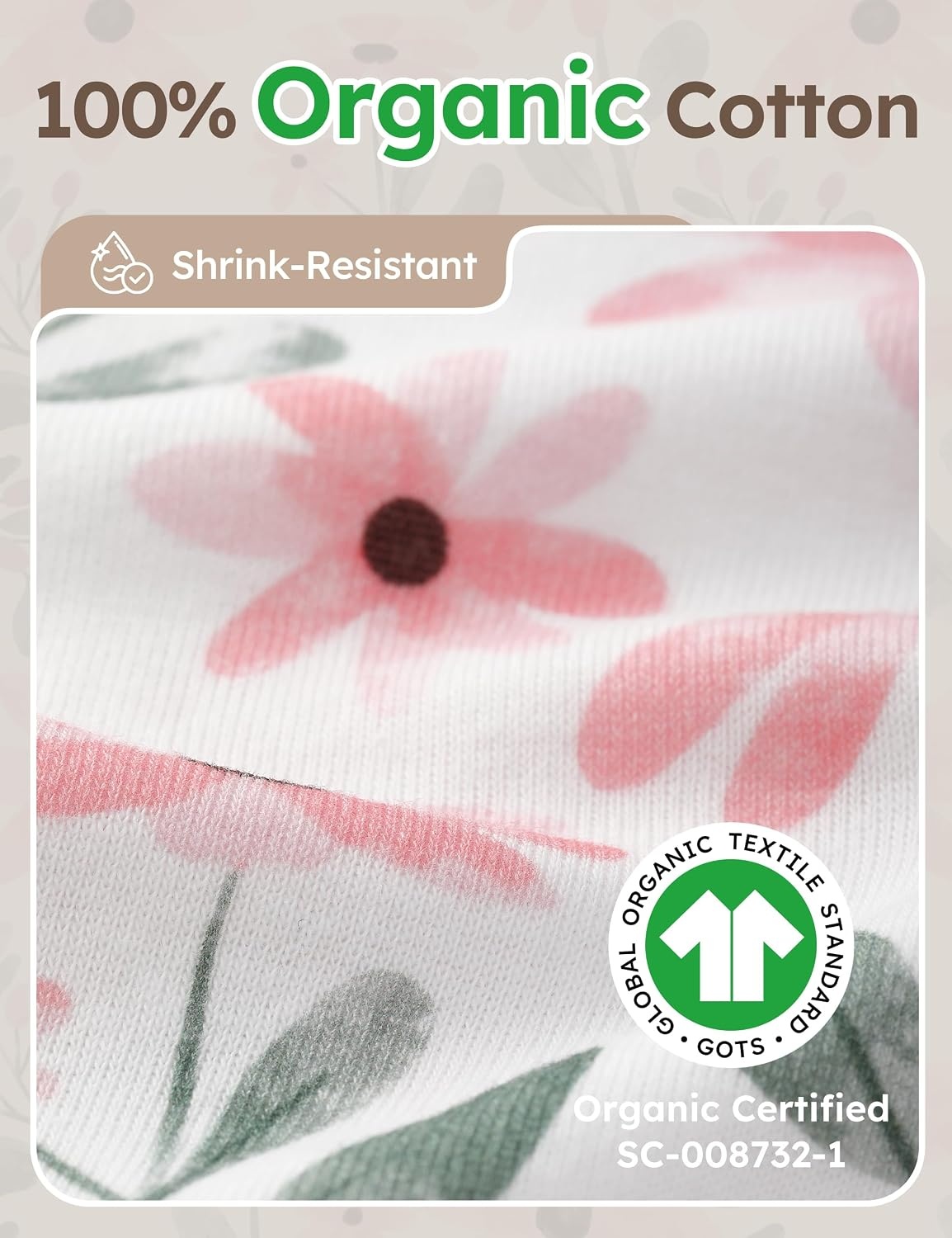 image:imageYoofoss Baby Bodysuits 100 Organic Cotton Long Sleeve for Boy Girl 3 PackPink Flower