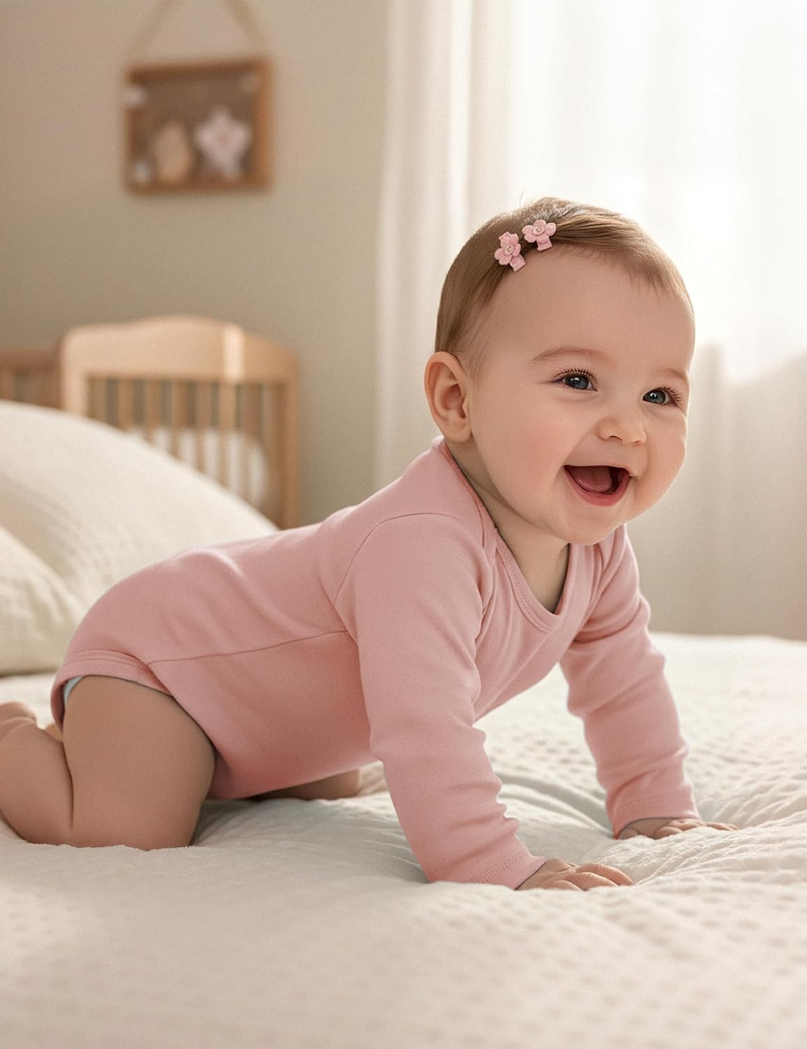 image:imageYoofoss Baby Bodysuits 100 Organic Cotton Long Sleeve for Boy Girl 3 PackPinkPurple