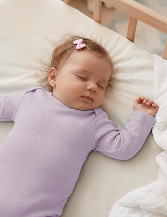 image:imageYoofoss Baby Bodysuits 100 Organic Cotton Long Sleeve for Boy Girl 3 PackPinkPurple