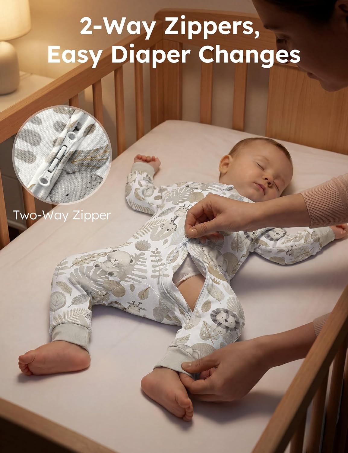 image:imageYoofoss Toddler Pajamas 100 Organic Cotton Baby Sleeper for Boys Girls 2way Zipper Footless Romper 3 Pack Baby PjsBrown White Animal