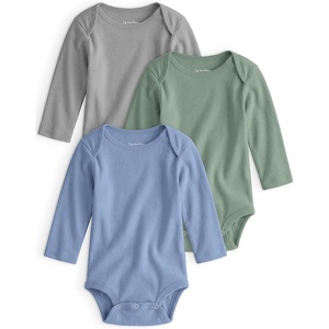 Yoofoss Baby Bodysuits 100% Organic Cotton Long Sleeve for Boy Girl 3 Pack(Blue/Green/Grey)