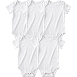 Yoofoss Baby Bodysuits 100% Organic Cotton Short Sleeve for Boy Girl 5 Pack(White)