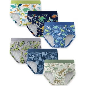 Yoofoss Boys Underwear Oganic Cotton Soft Toddler Boy Briefs Tagless 6 Pack(Blue Green Dinosaur)