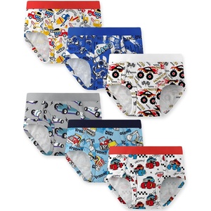 Yoofoss Boys Underwear Oganic Cotton Soft Toddler Boy Briefs Tagless 6 Pack(Red White Car)